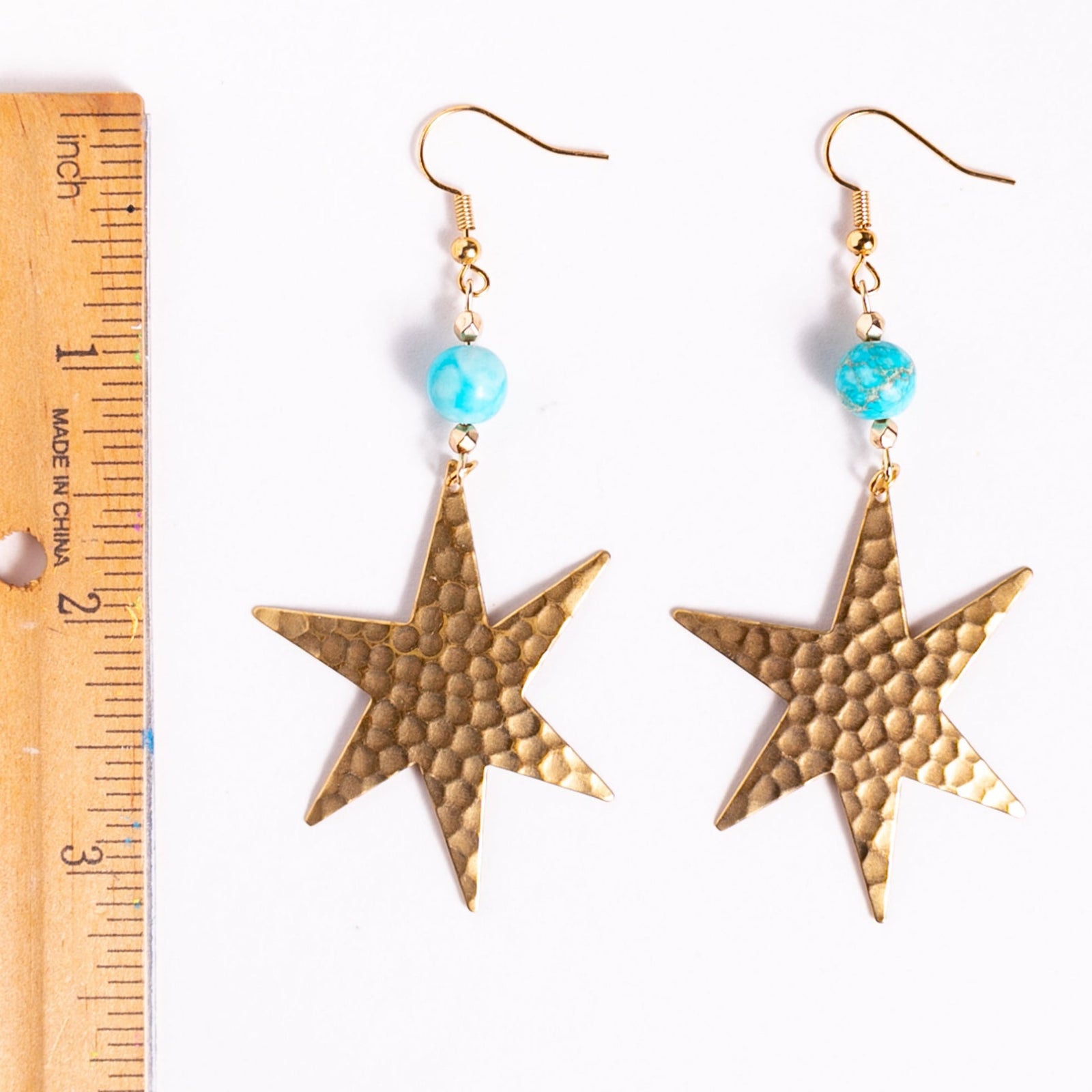 Hammered Brass Shooting Star Earrings