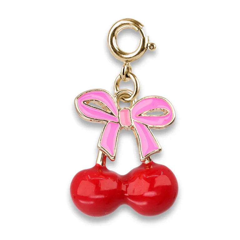 High Intencity Jewelry Gold Cherries Charm Red