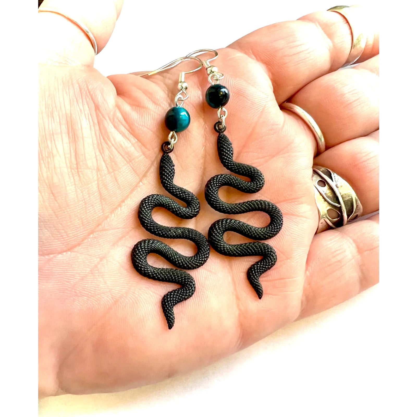 Good Omen Black Snake Earrings