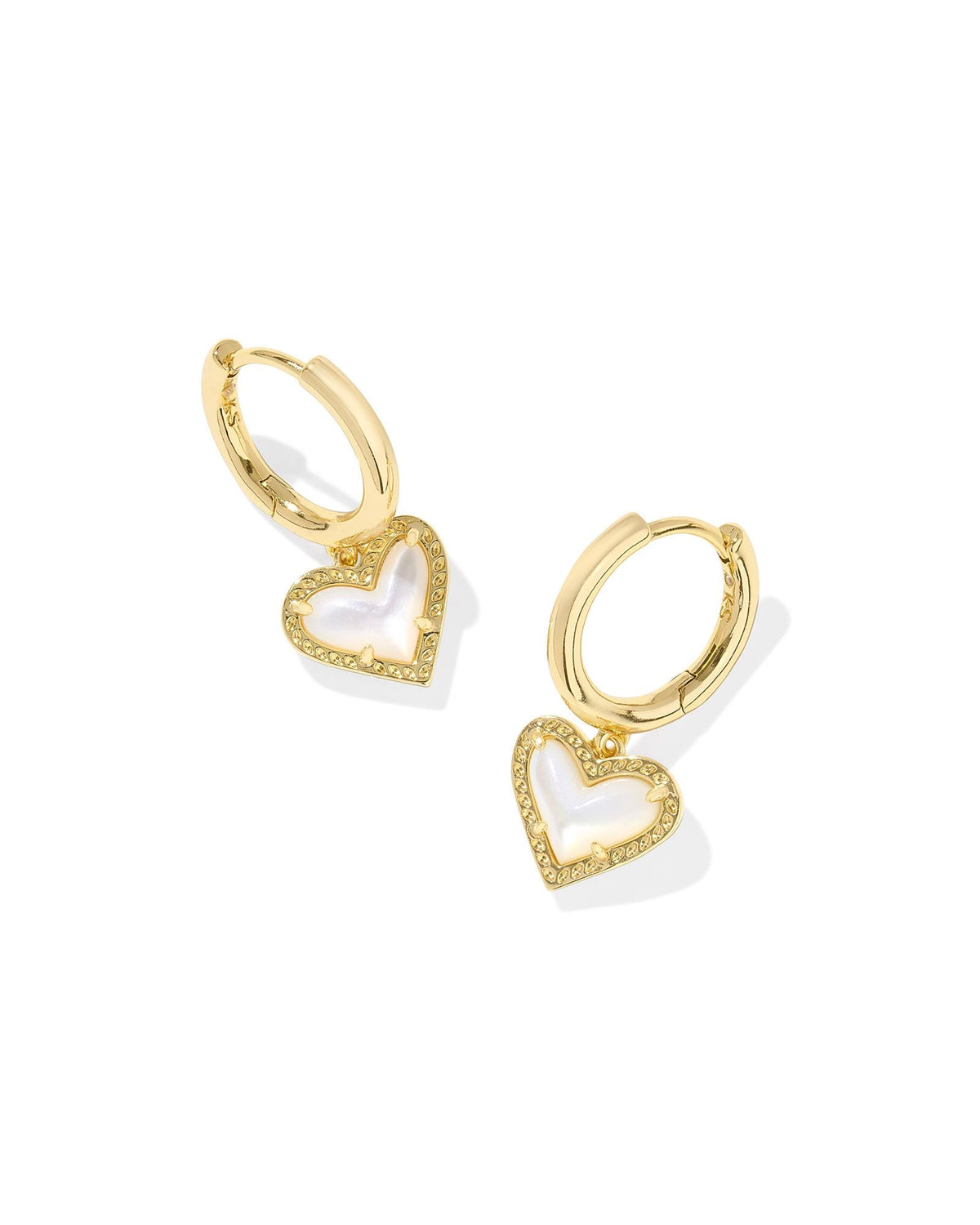 Kendra Scott Accessory Kendra Scott Ari Heart Huggie Earring - Gold Ivory Mother of Pearl Gold
