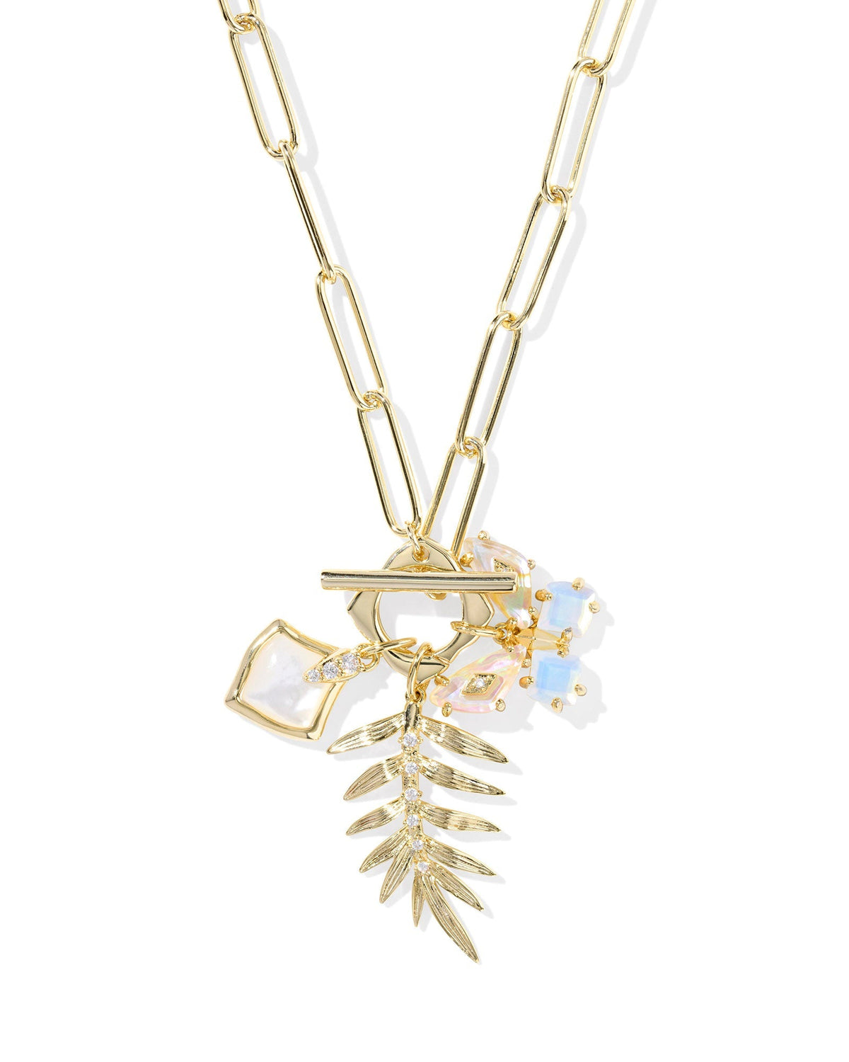 Kendra Scott Bianca Butterfly Charm Necklace-- Gold Iridescent White Mix