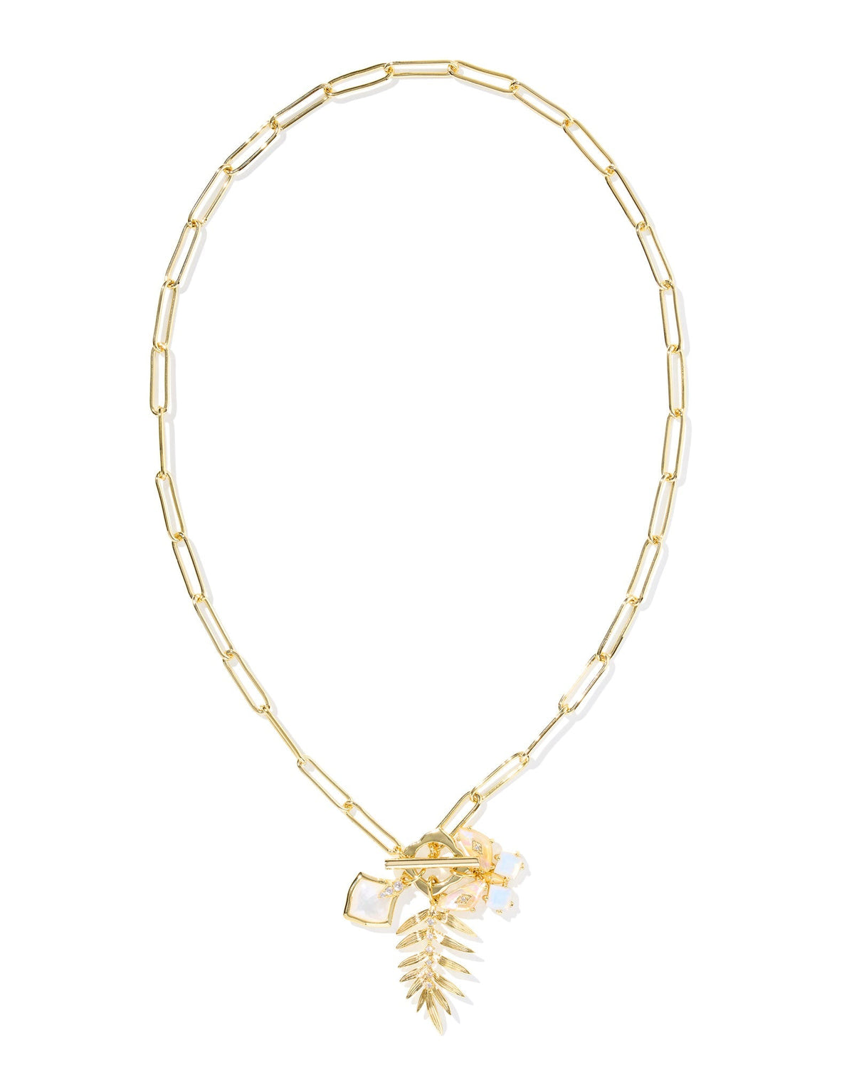Kendra Scott Bianca Butterfly Charm Necklace-- Gold Iridescent White Mix