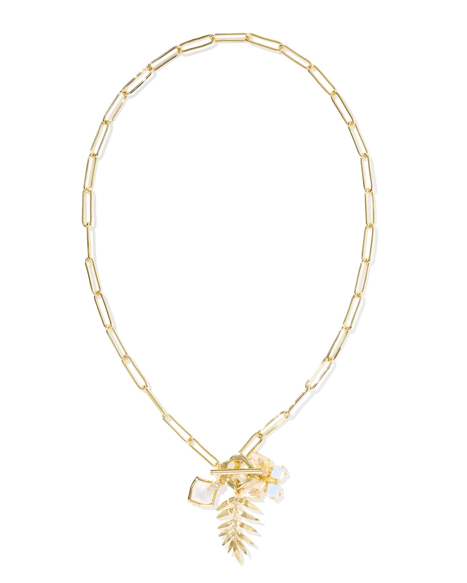 Kendra Scott Bianca Butterfly Charm Necklace-- Gold Iridescent White Mix
