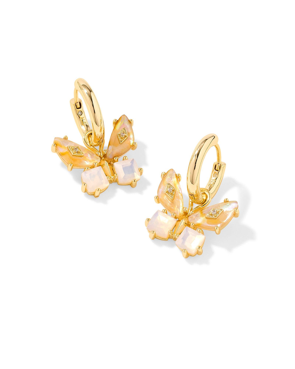 Kendra Scott Bianca Butterfly Huggie Earrings-- Gold Iridescent White Mix