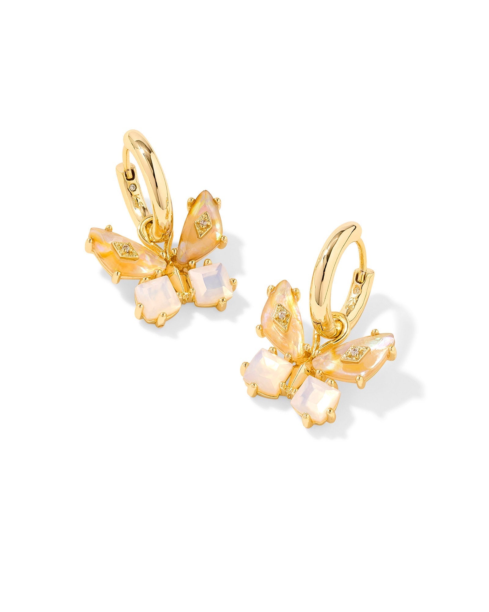 Kendra Scott Bianca Butterfly Huggie Earrings-- Gold Iridescent White Mix