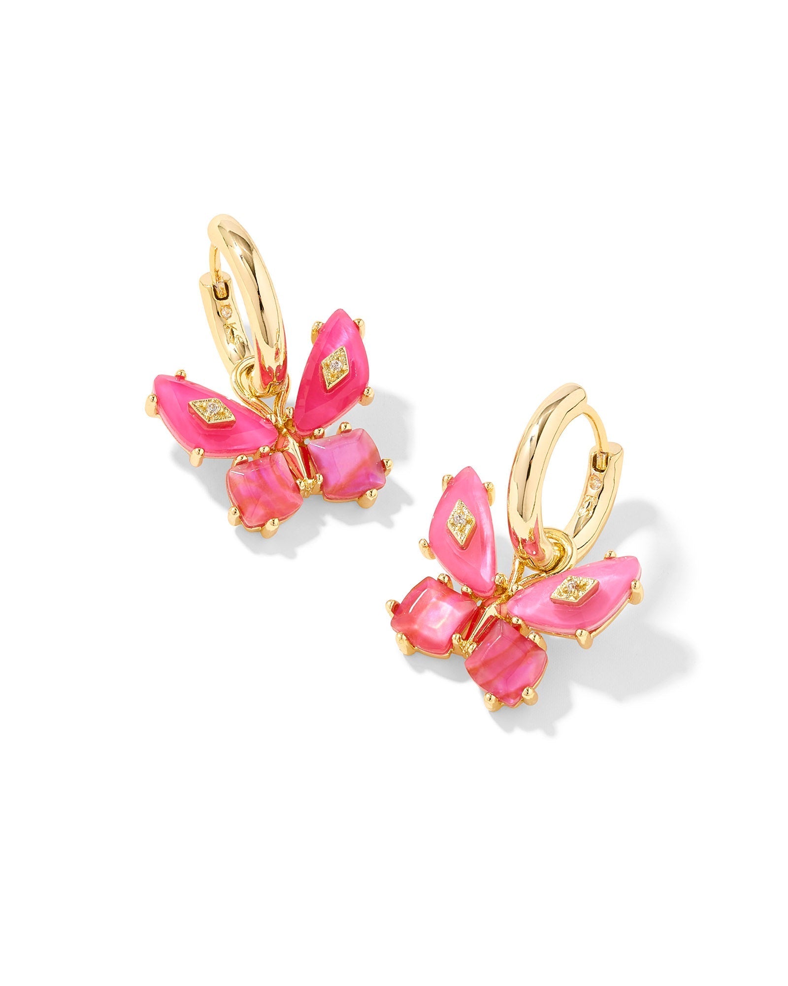 Kendra Scott Bianca Butterfly Huggie Earrings-- Gold Pink Mix