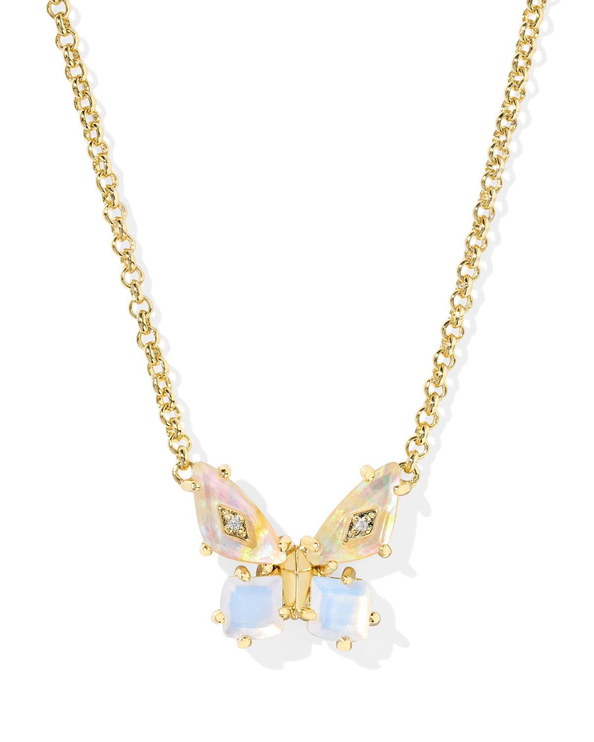 Kendra Scott Bianca Butterfly Pendant Necklace-- Gold Iridescent White Mix