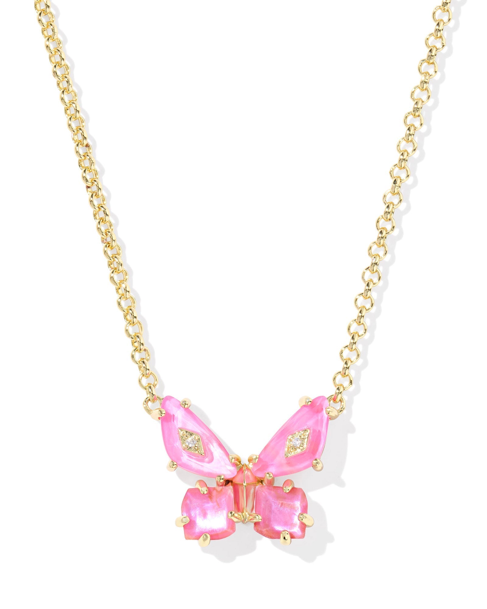 Kendra Scott Bianca Butterfly Pendant Necklace-- Gold Pink Mix