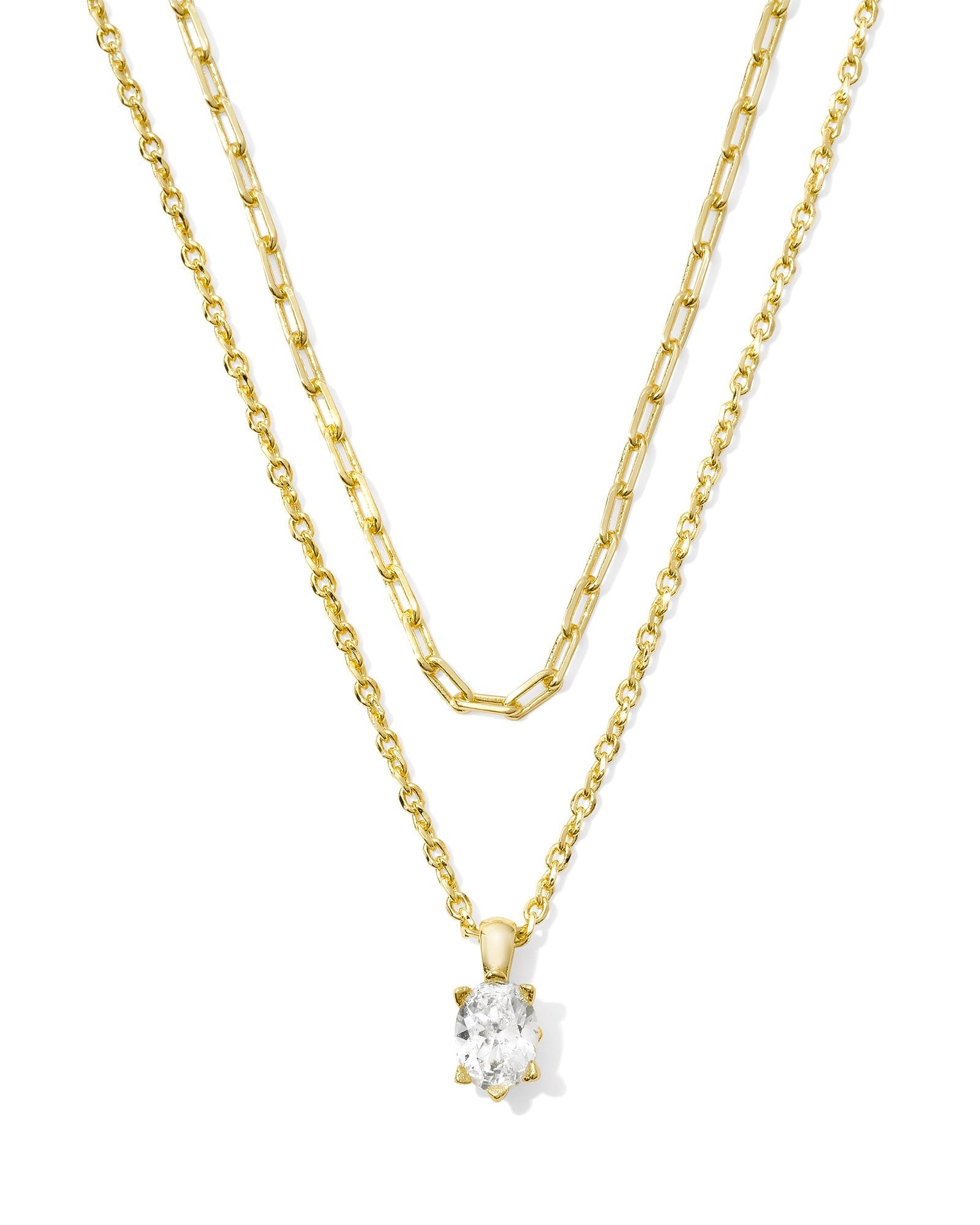 Kendra Scott Jewelry Kendra Scott Cailin Multi Strand Necklace- Gold White Crystal Gold