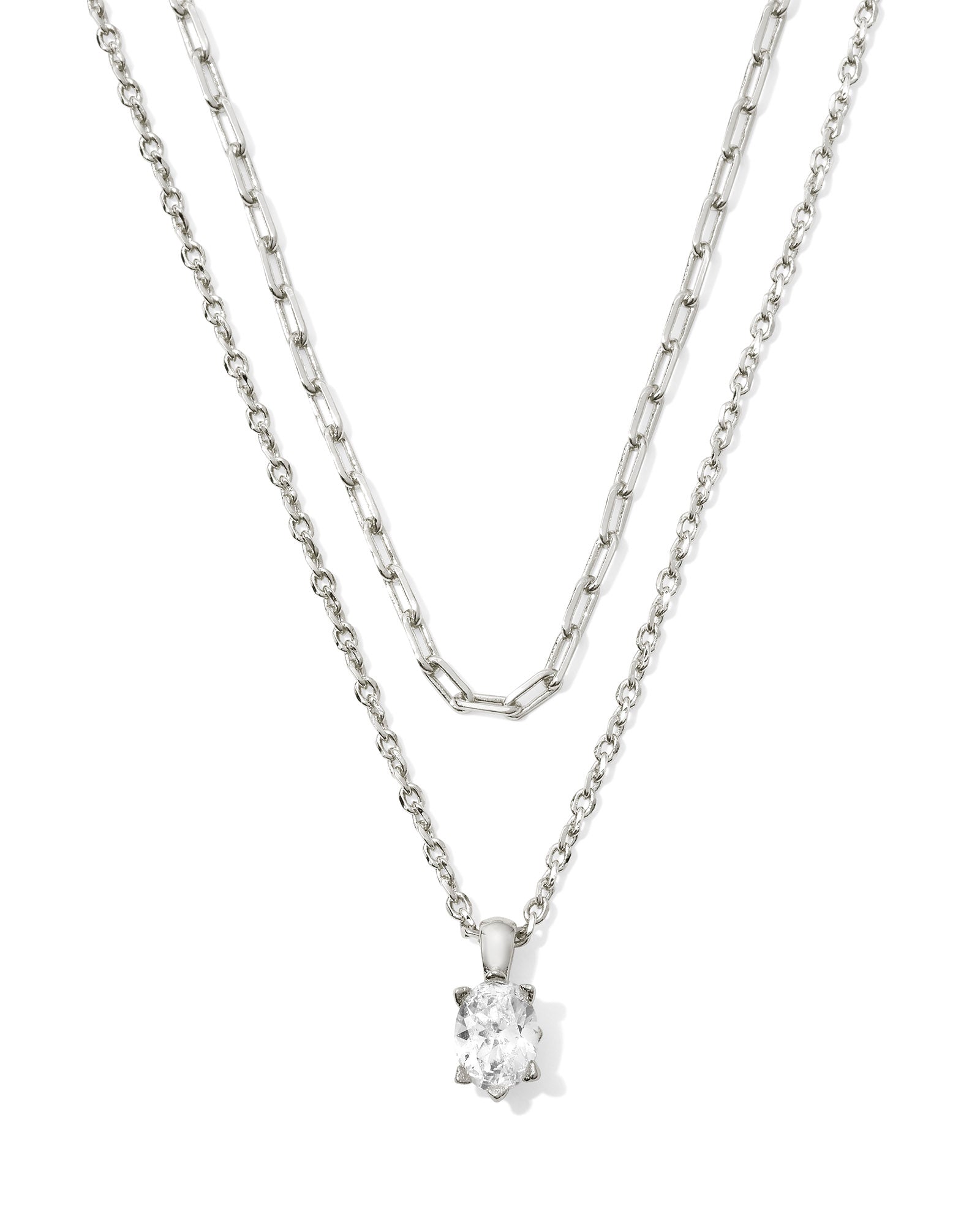 Kendra Scott Jewelry Kendra Scott Cailin Multi Strand Necklace- Silver White Crystal Rhodium