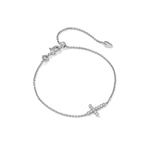 Kendra Scott Jewelry Kendra Scott Cross Gold Crystal Delicate Chain Bracelet Rhodium