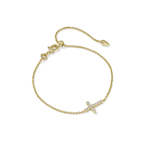 Kendra Scott Jewelry Kendra Scott Cross Gold Crystal Delicate Chain Bracelet Gold