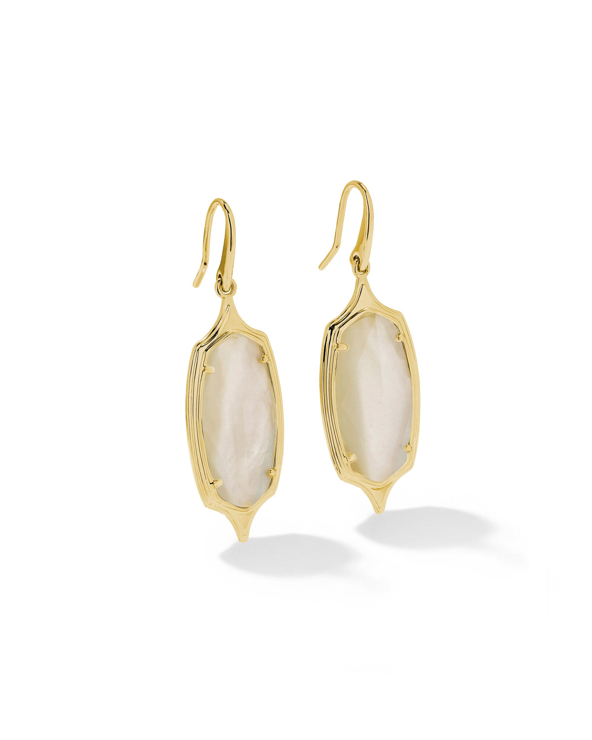 Kendra Scott Dani Stepped Frame Drop Earrings-- Gold Ivory Mother of Pearl