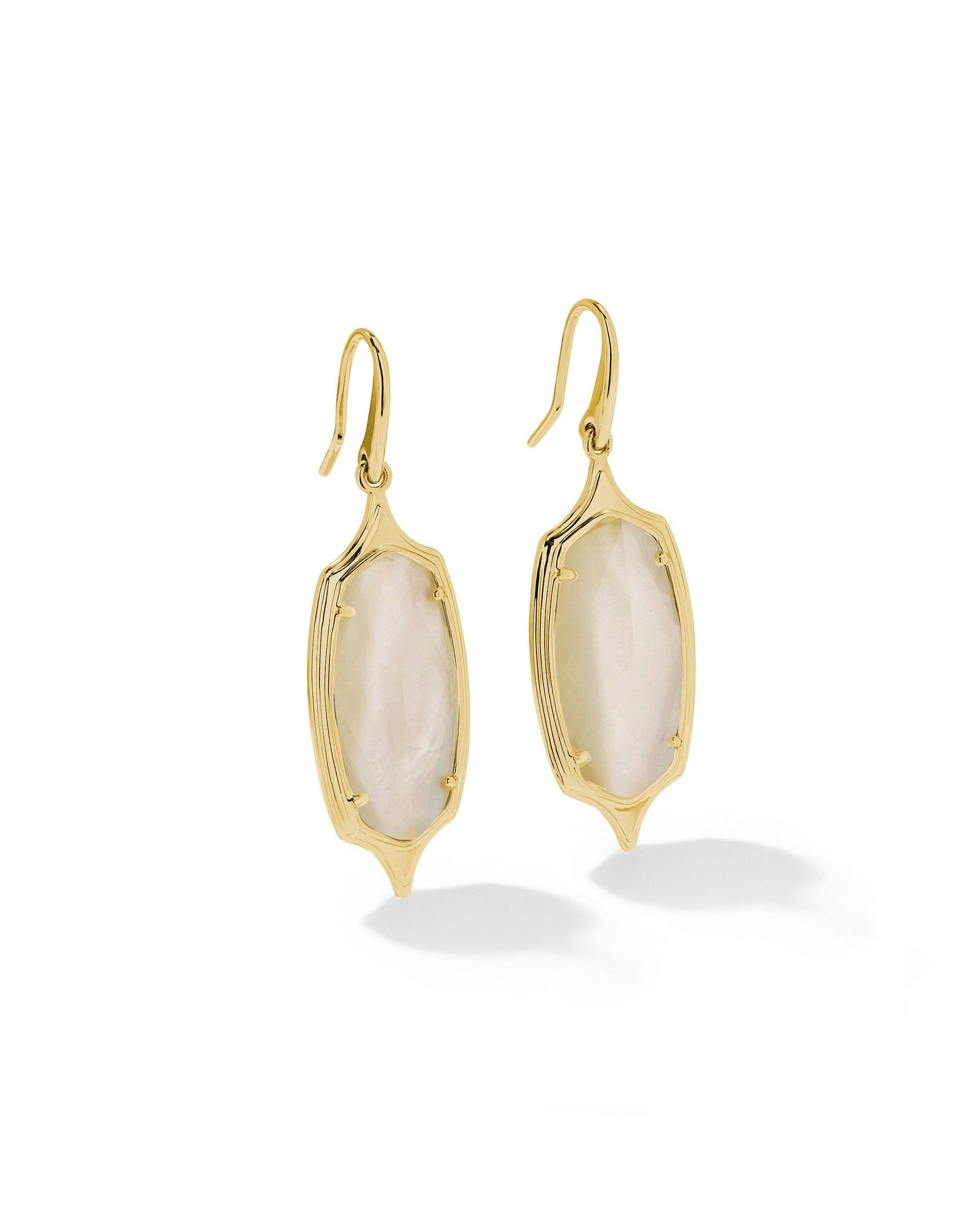 Kendra Scott Dani Stepped Frame Drop Earrings-- Gold Ivory Mother of Pearl