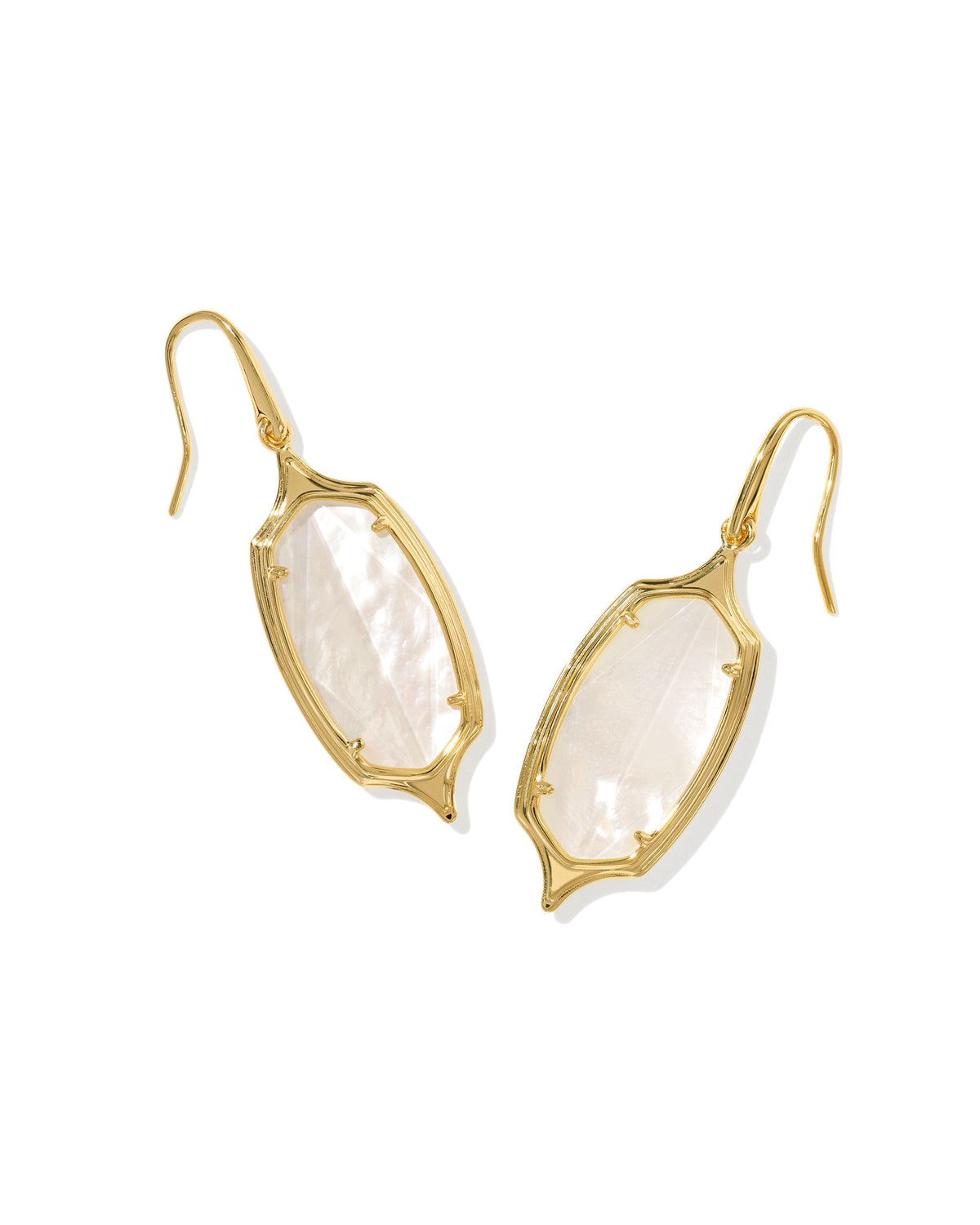 Kendra Scott Dani Stepped Frame Drop Earrings-- Gold Ivory Mother of Pearl