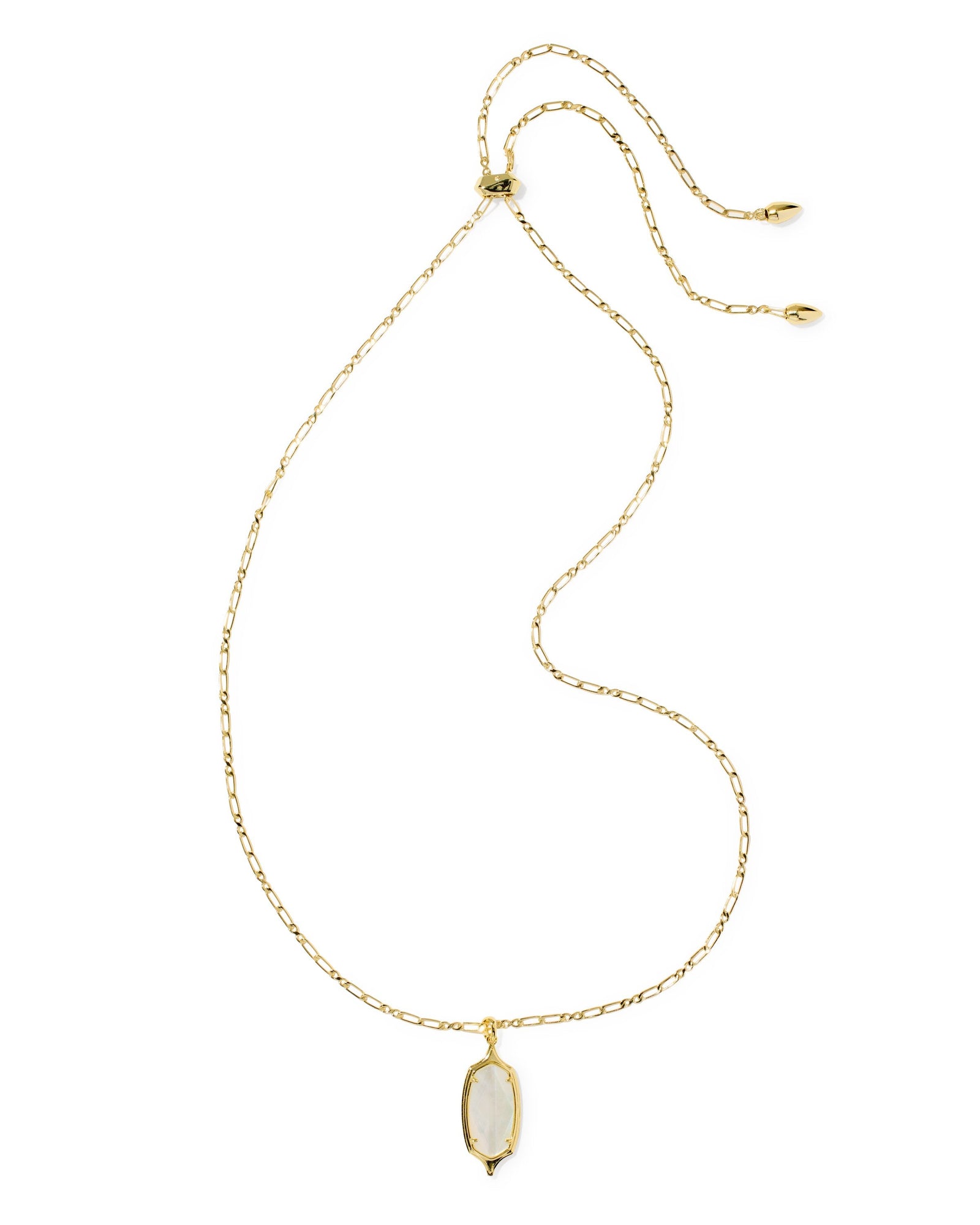 Kendra Scott Dani Stepped Frame Long Necklace-- Gold Ivory Mother of Pearl