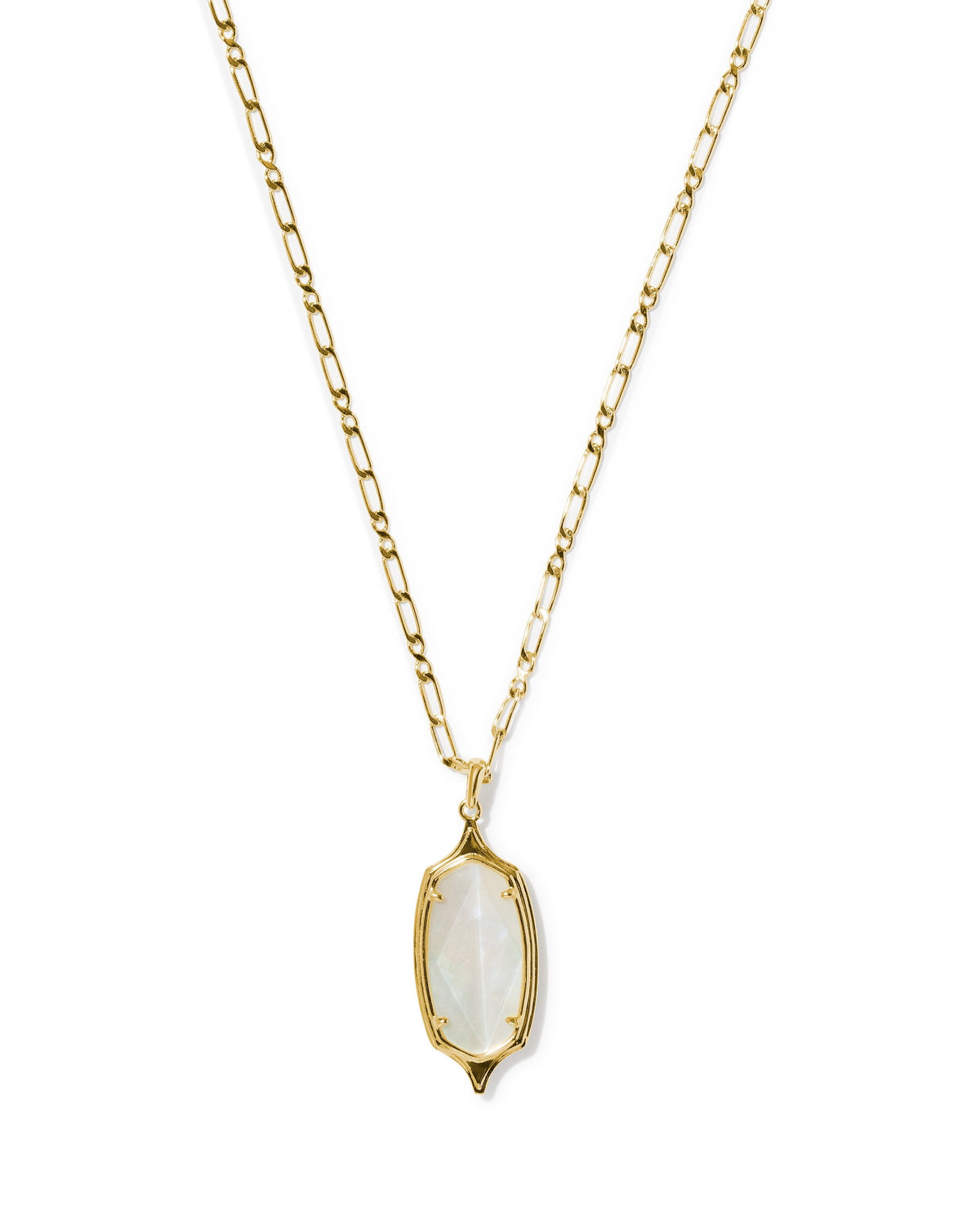 Kendra Scott Dani Stepped Frame Long Necklace-- Gold Ivory Mother of Pearl