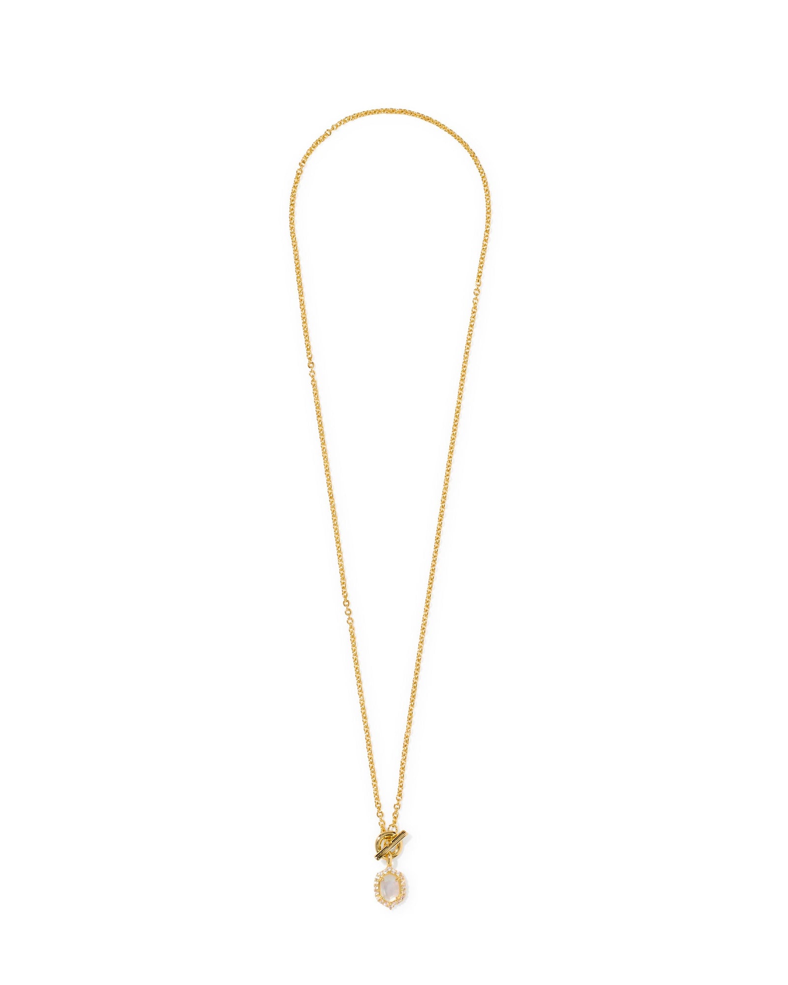 Kendra Scott Jewelry Kendra Scott Daphne Crystal Frame Toggle Necklace-- Gold Ivory Mother of Pearl