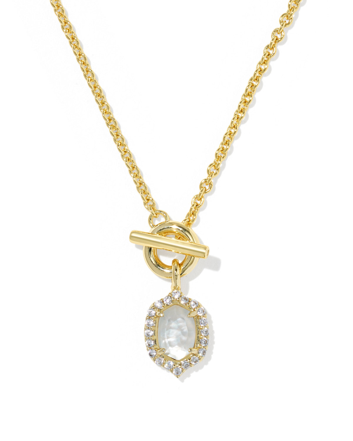 Kendra Scott Jewelry Kendra Scott Daphne Crystal Frame Toggle Necklace-- Gold Ivory Mother of Pearl