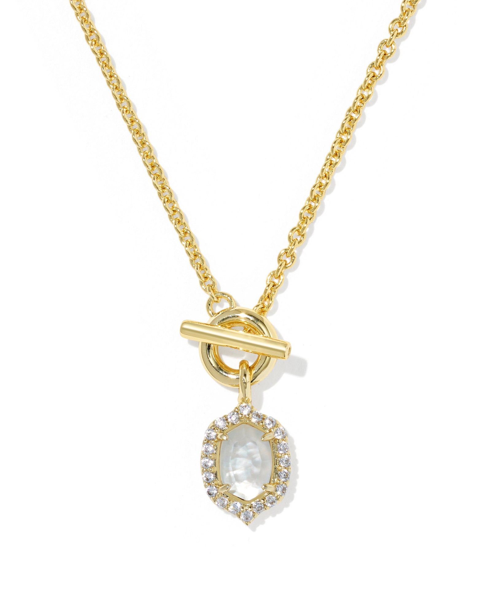 Kendra Scott Jewelry Kendra Scott Daphne Crystal Frame Toggle Necklace-- Gold Ivory Mother of Pearl