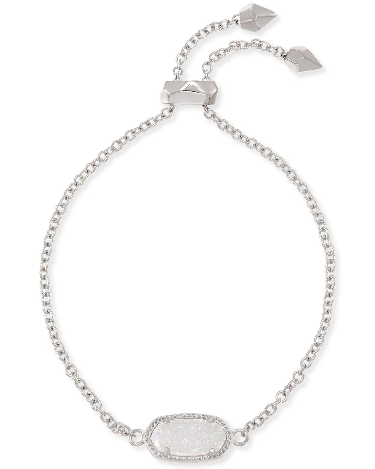 Kendra Scott Jewelry Kendra Scott Elaina Adjustable Chain Bracelet-Rhodium Iridescent Drusy Rhodium