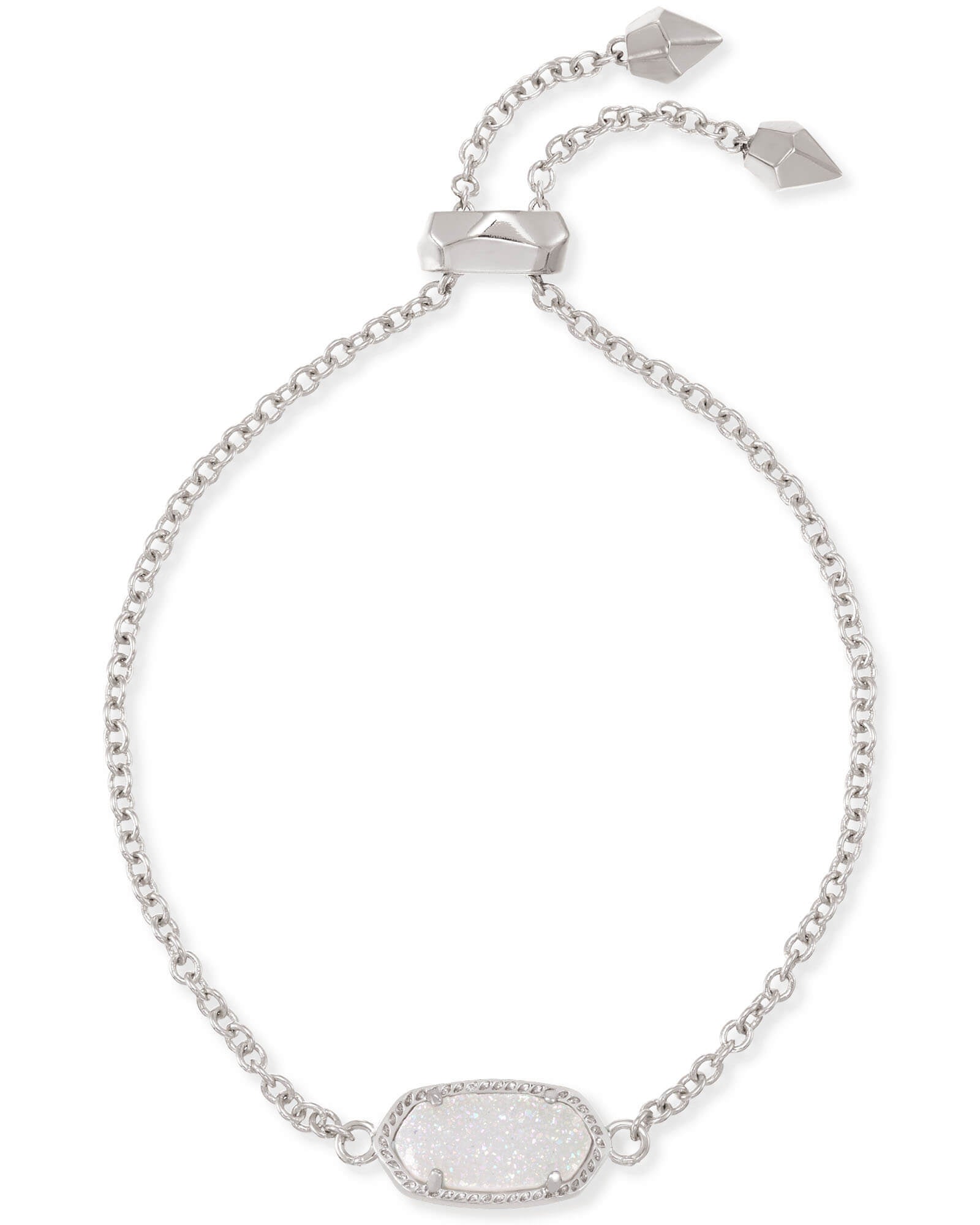 Kendra Scott Jewelry Kendra Scott Elaina Adjustable Chain Bracelet-Rhodium Iridescent Drusy Rhodium