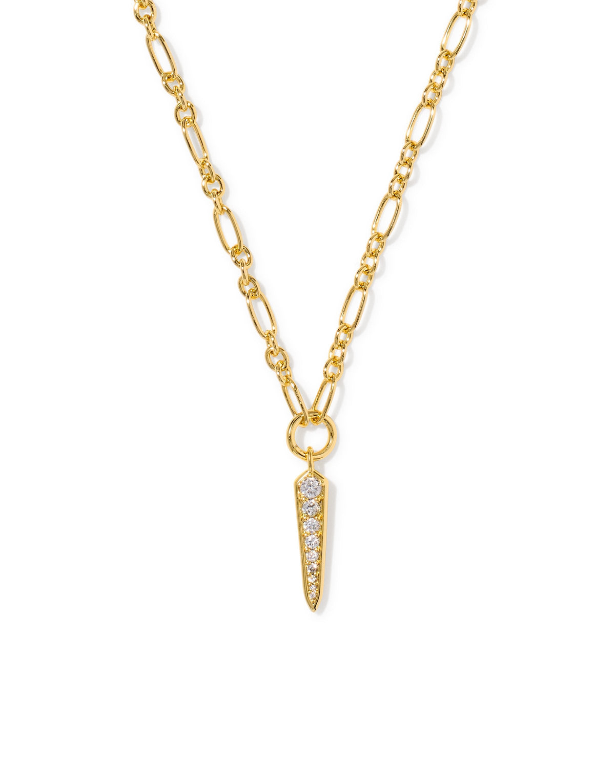 Kendra Scott Fate Short Pendant Necklace-- Gold Metal White CZ
