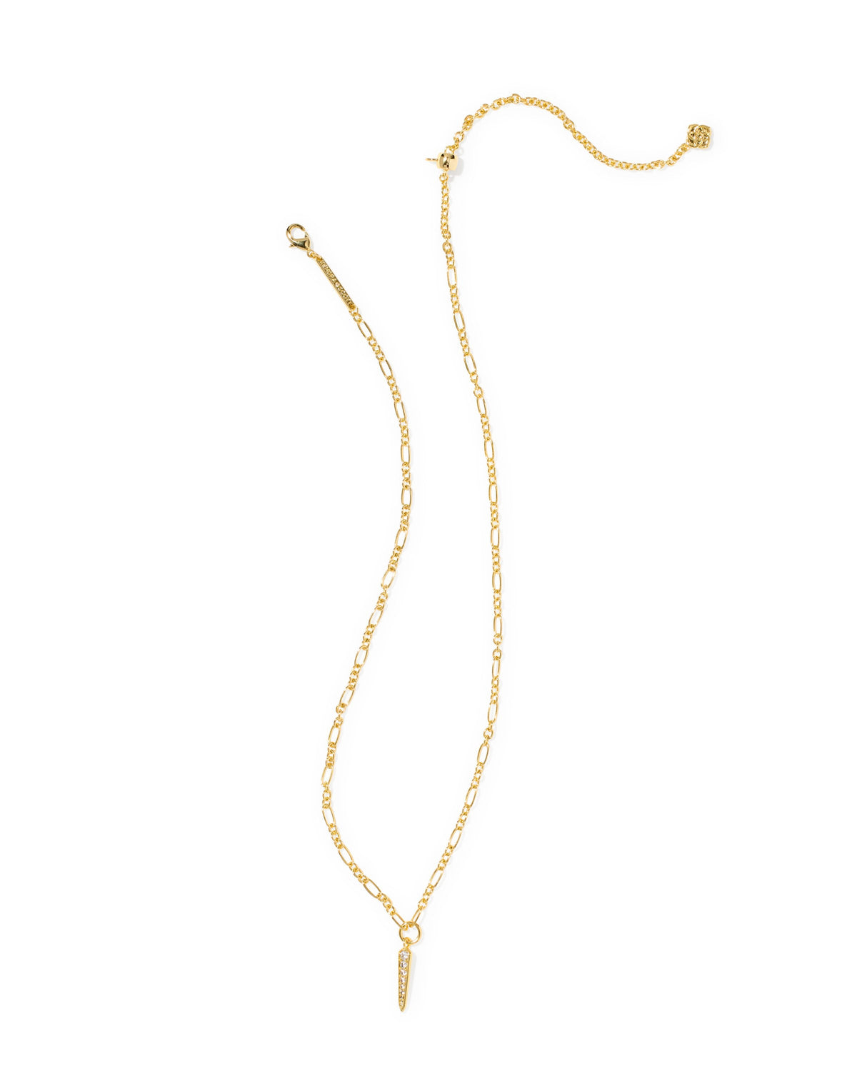 Kendra Scott Fate Short Pendant Necklace-- Gold Metal White CZ