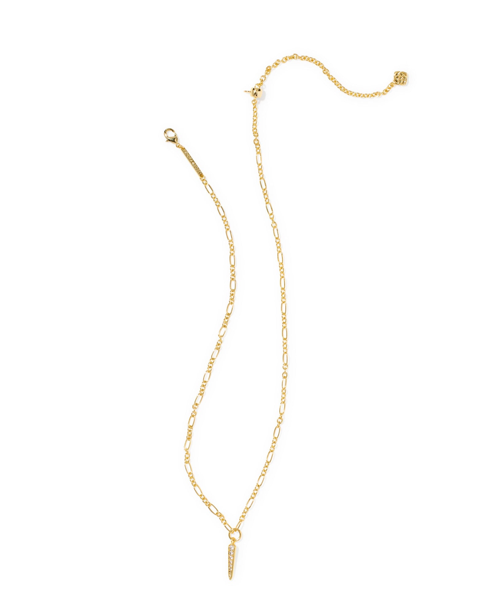 Kendra Scott Fate Short Pendant Necklace-- Gold Metal White CZ