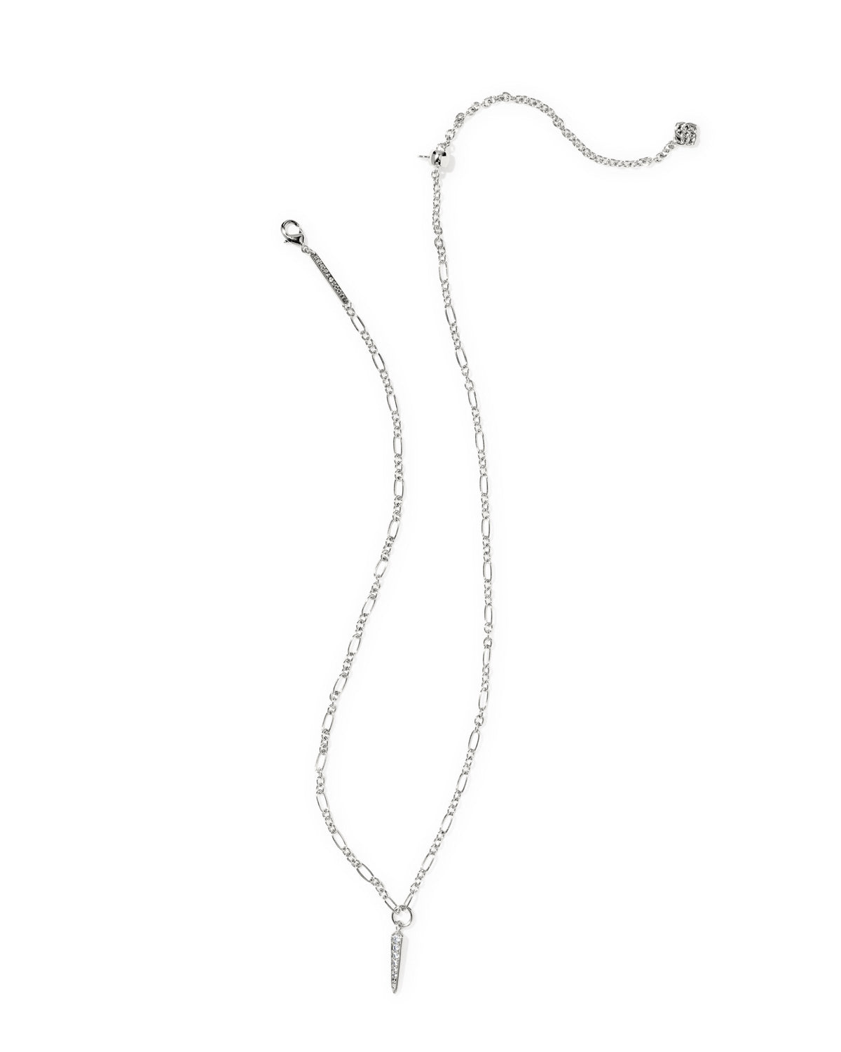 Kendra Scott Fate Short Pendant Necklace-- Rhodium White CZ