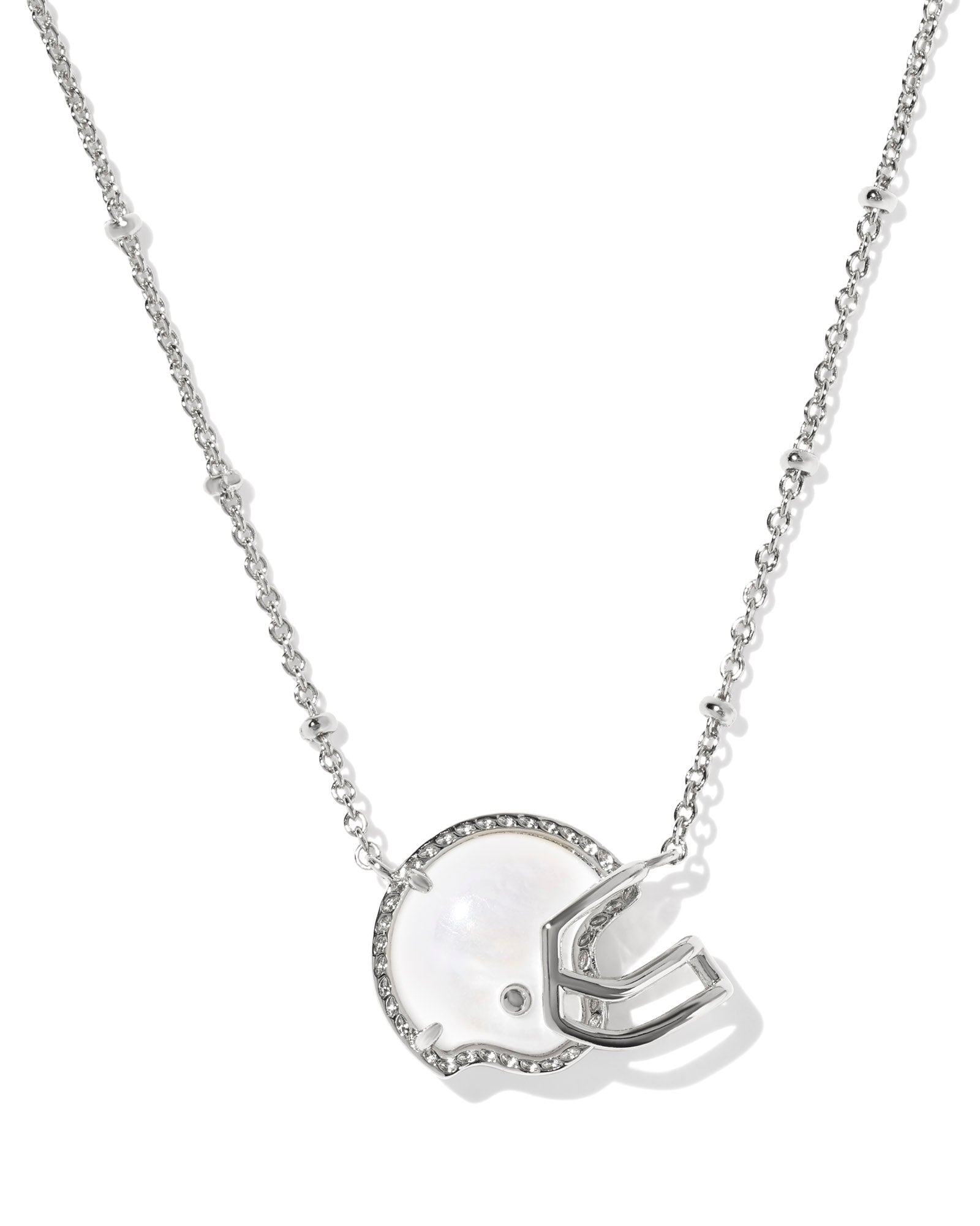 Kendra Scott Accessory Kendra Scott Football Helmet Necklace- Rhodium Ivory Mother of Pearl Rhodium