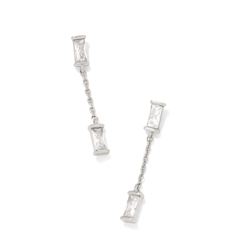 Kendra Scott Jewelry Kendra Scott Juliette Drop Ear Earring - Rhod White Crystal Rhodium