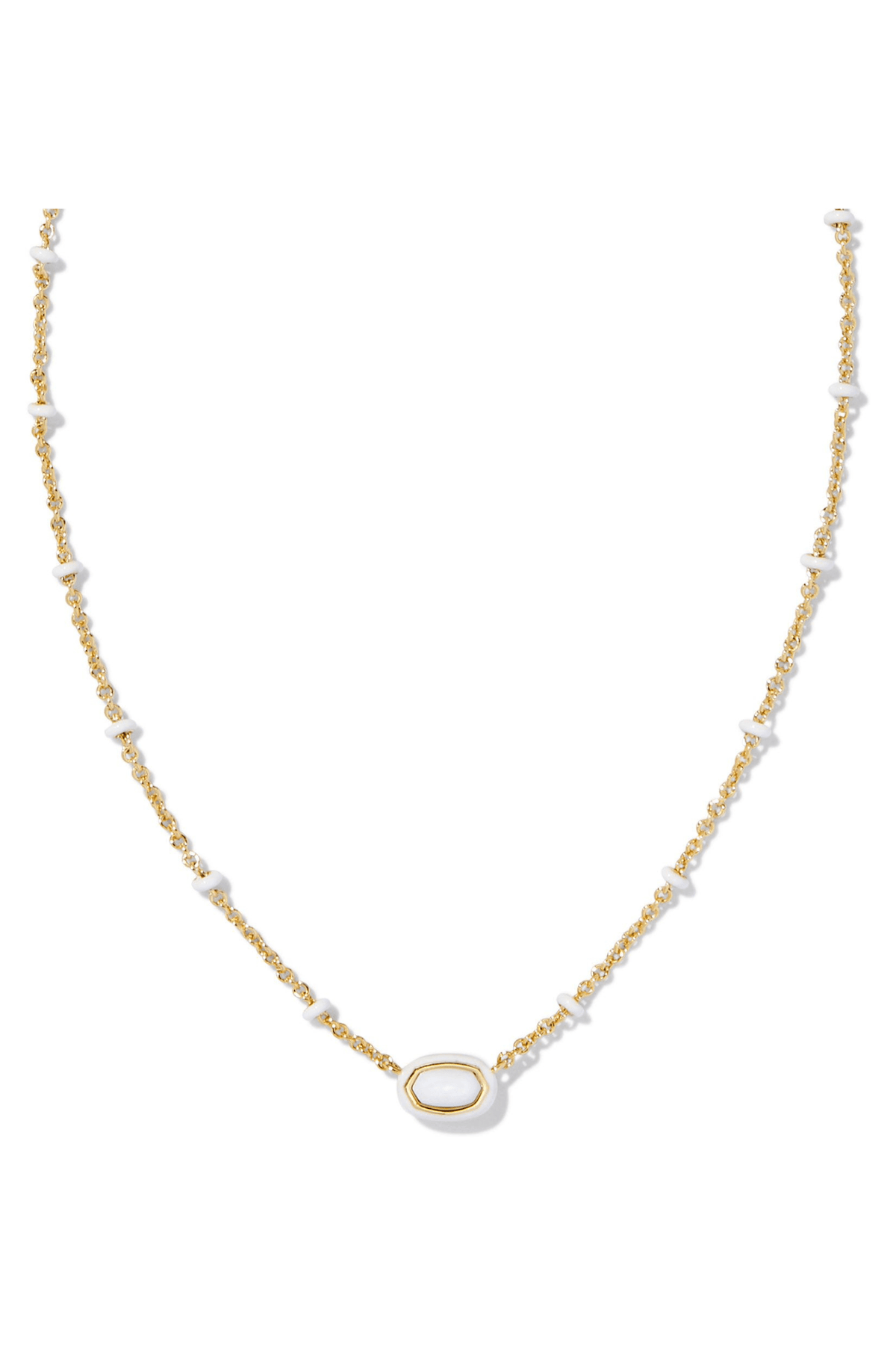 Kendra Scott Jewelry Kendra Scott Mini Elisa Enamel Frame Necklace-- Gold White Mother of Pearl