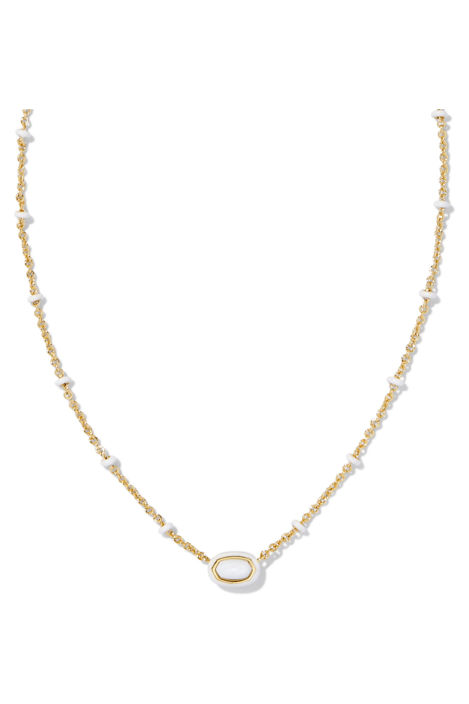 Kendra Scott Jewelry Kendra Scott Mini Elisa Enamel Frame Necklace-- Gold White Mother of Pearl