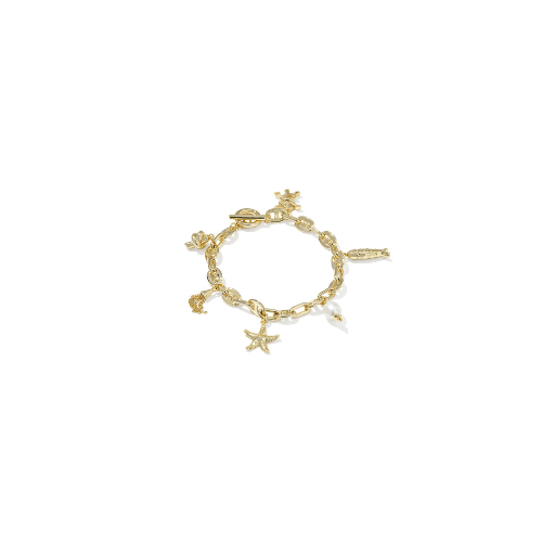Kendra Scott Parker Gold Charm Bracelet in Freshwater Cultured Pearl