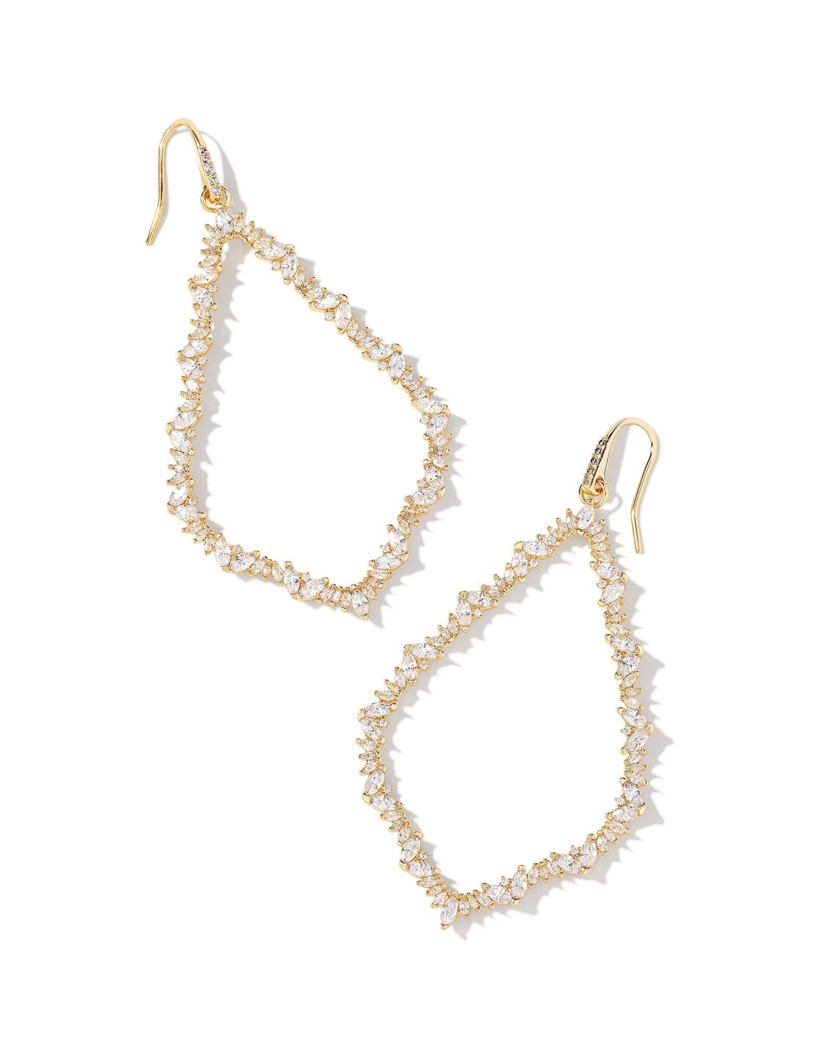 Kendra Scott Sophee Crystal Open Frame Earrings-- Gold White Crystal