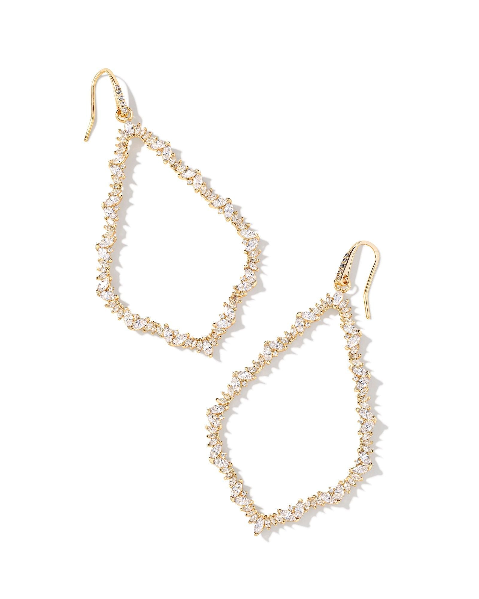 Kendra Scott Sophee Crystal Open Frame Earrings-- Gold White Crystal