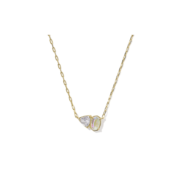 Kendra Scott Jewelry Kendra Scott Tatum April Short Pendant Necklace -Gold White CZ Mix