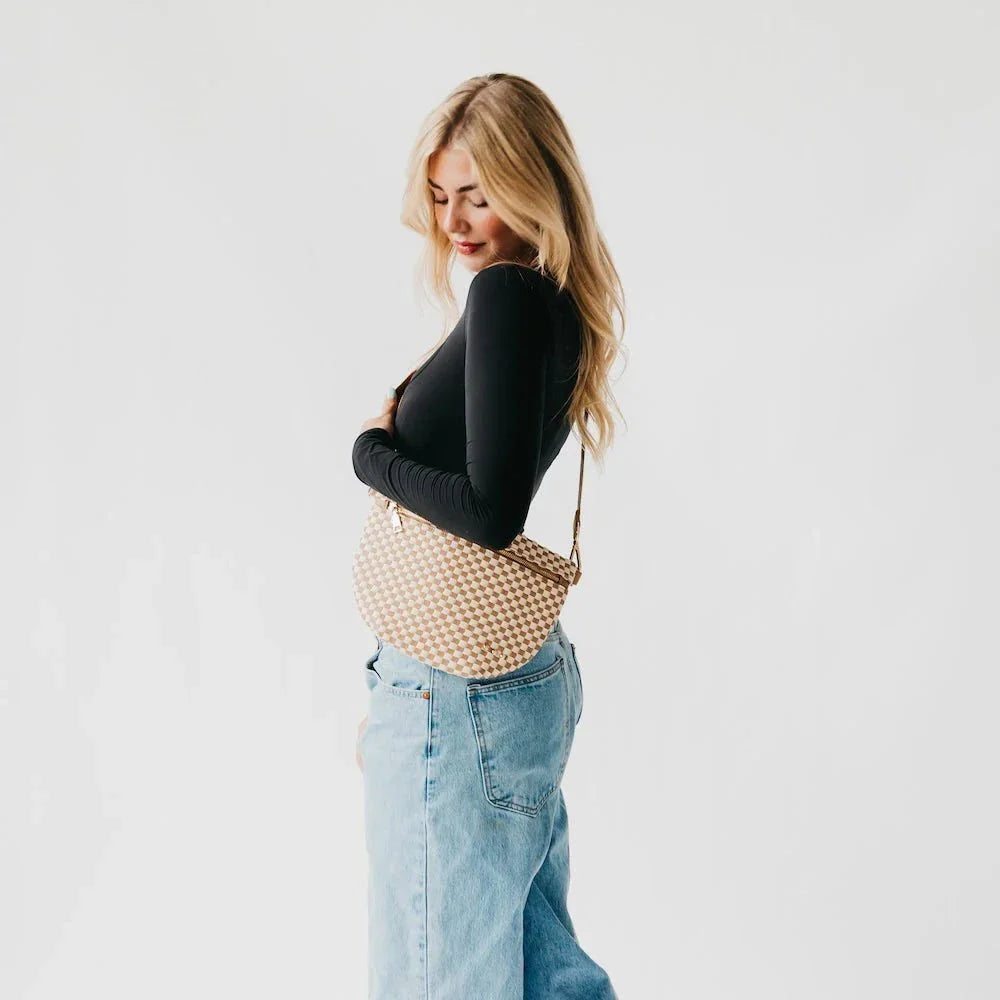 pr Handbag Westlyn Woven Bum Bag- Tan Checkerboard