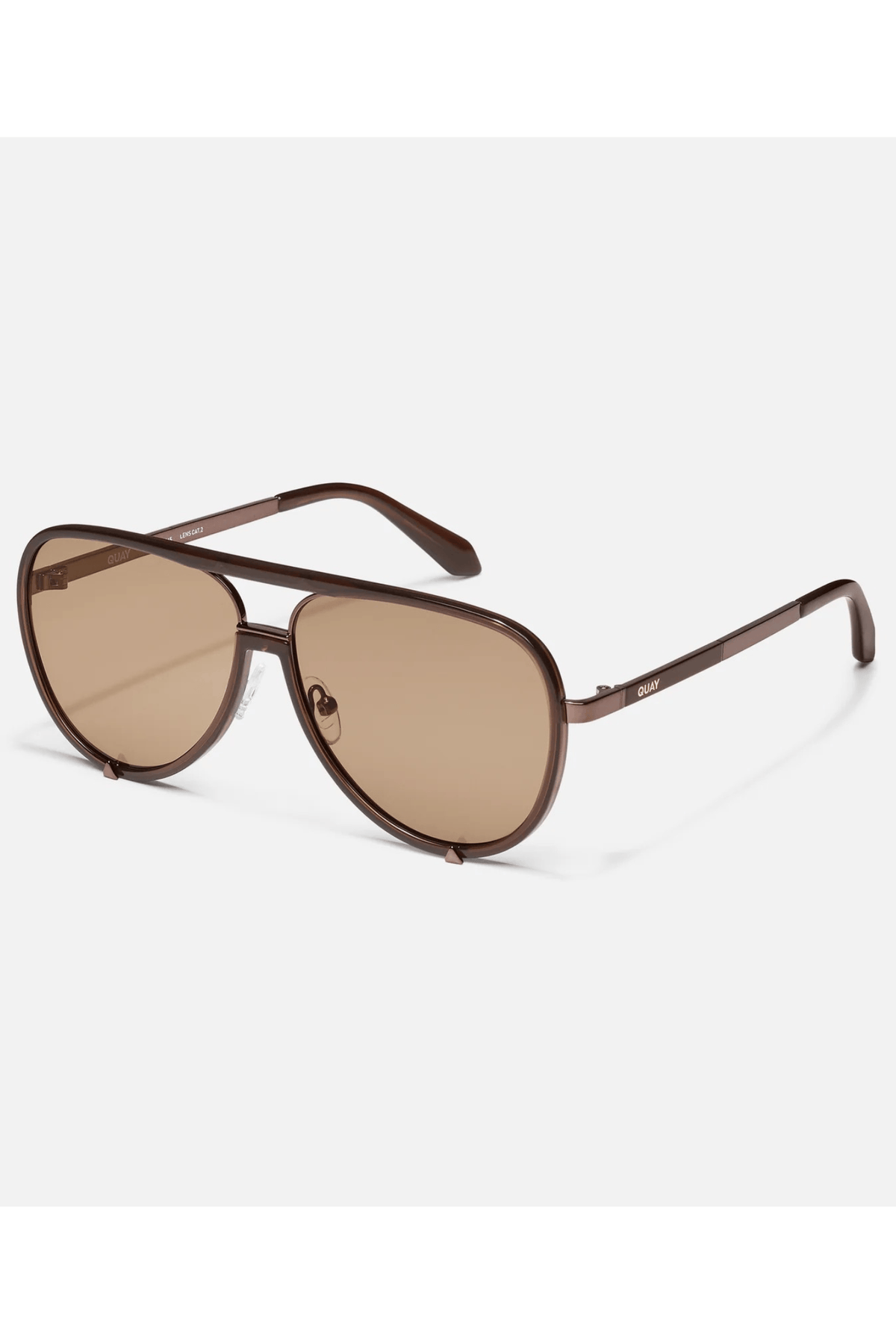 Quay High Profile Sunglasses-- Dark Brown/Tan
