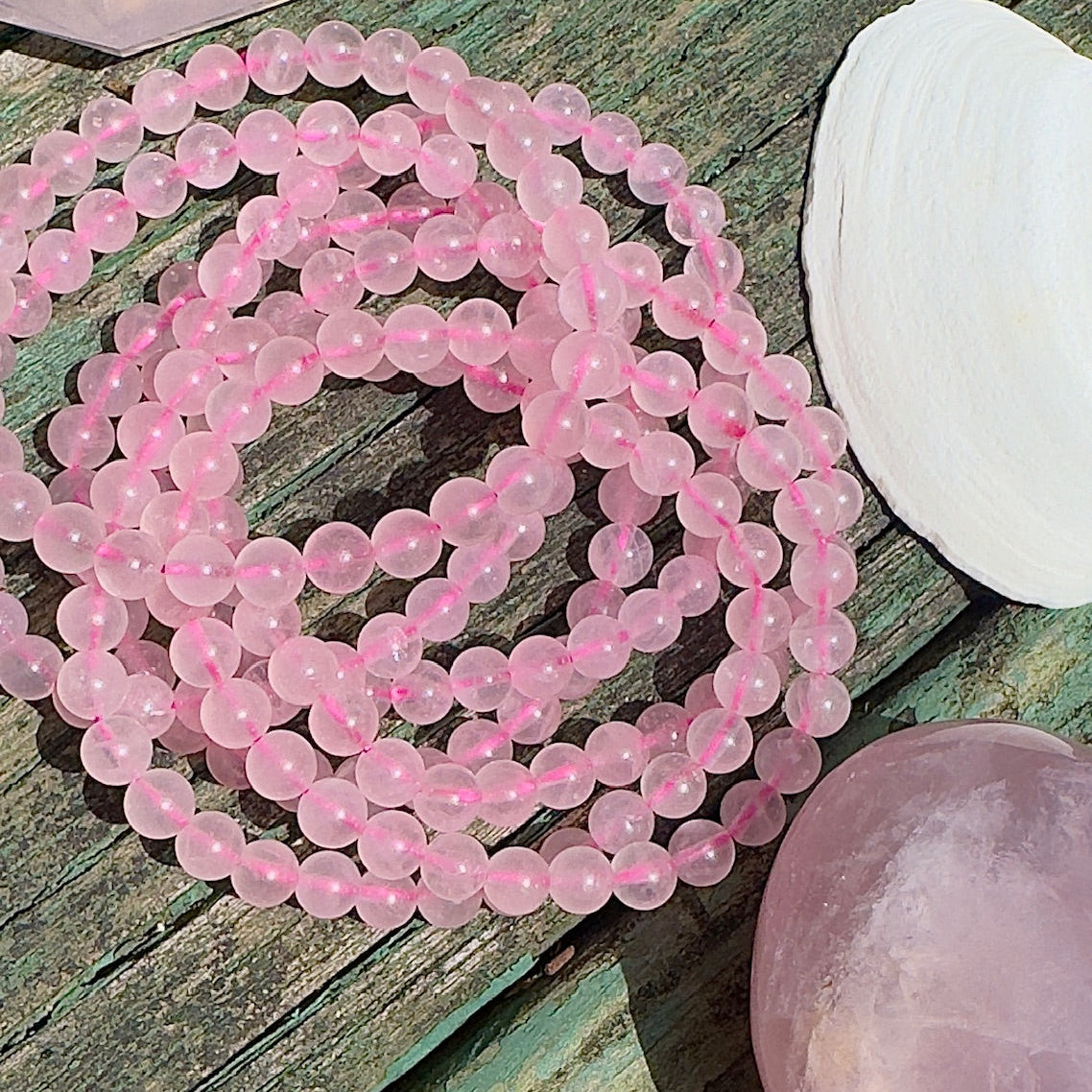 Rose Quartz Beaded Stretch Bracelet - 8mm Gemstones