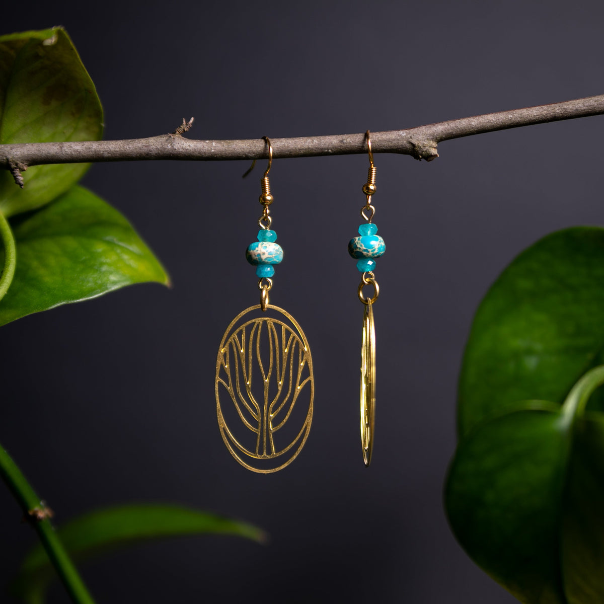 Tree Silhouettes with Sea Sediment Jasper