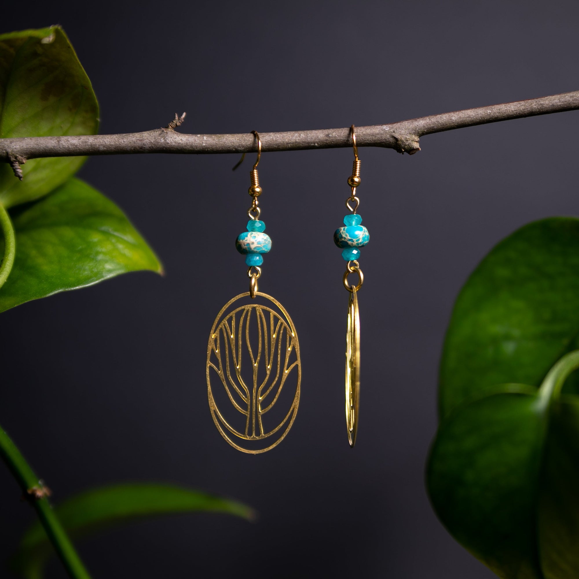 Tree Silhouettes with Sea Sediment Jasper