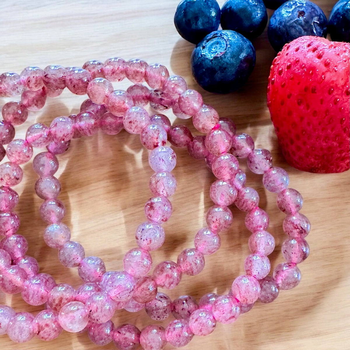 Strawberry Quartz Stretch Bracelet - 6mm Gemstones