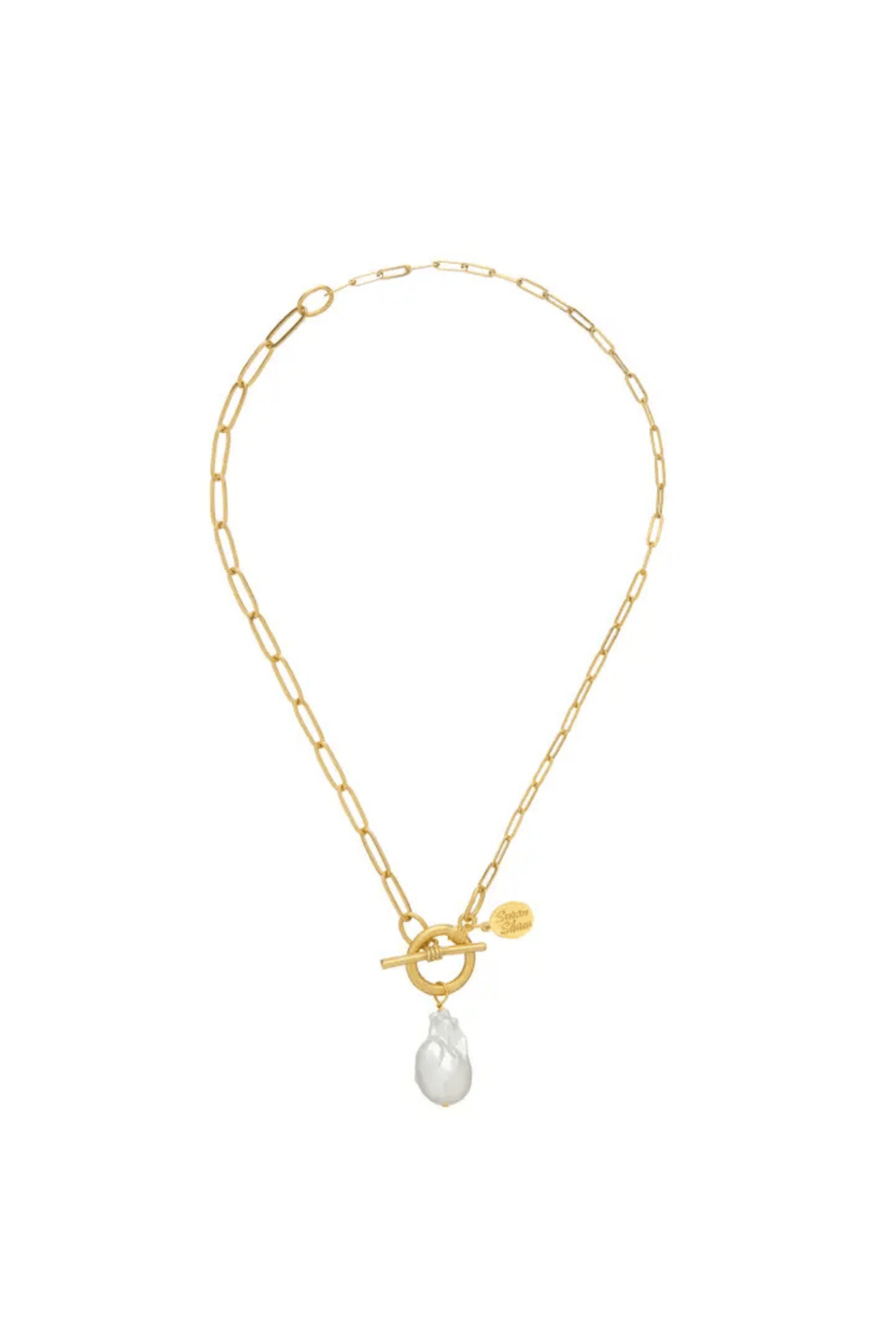 Susa Shaw Paperclip Baroque Pearl Toggle Necklace