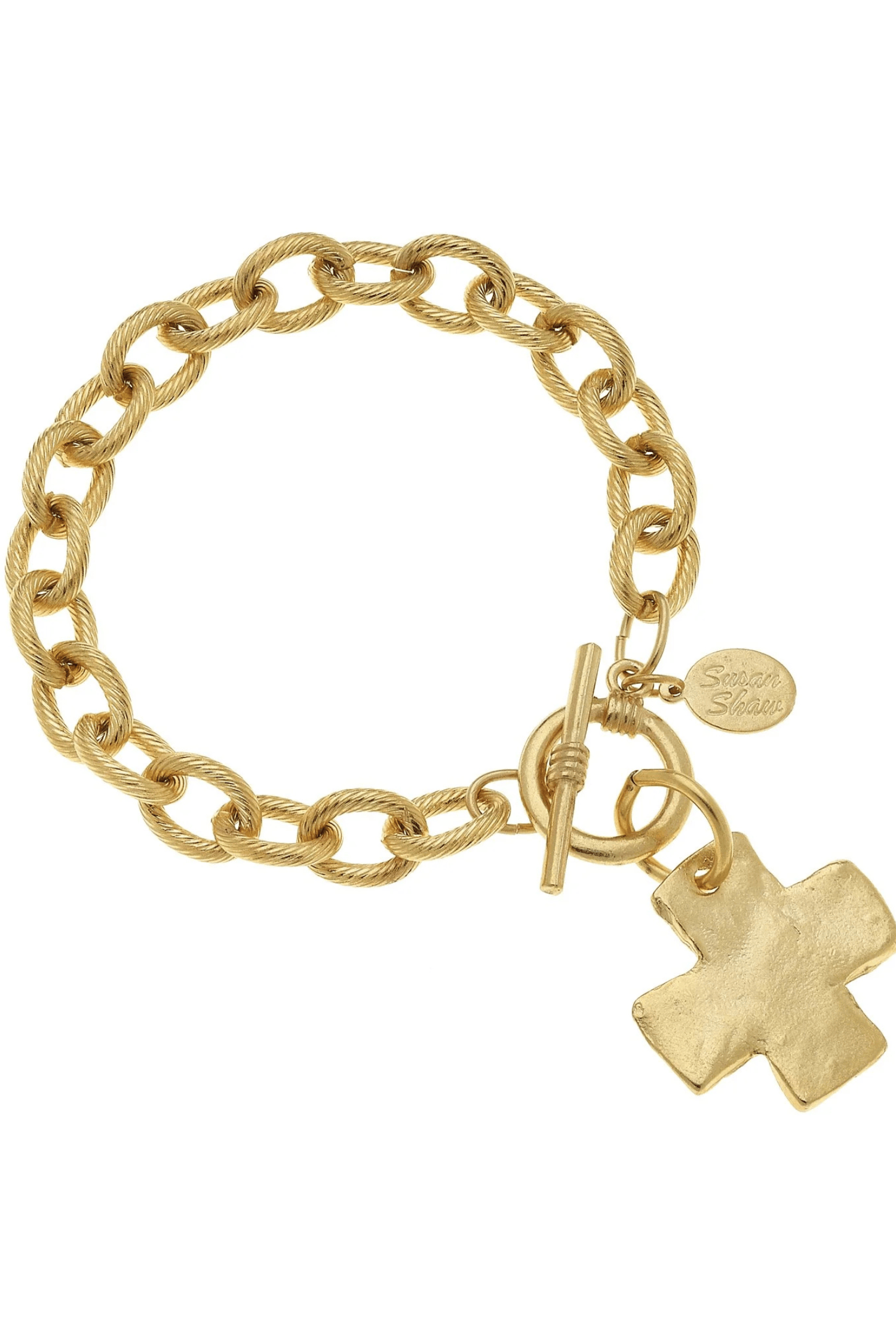 Susan Shaw Jewelry Susan Shaw Cross Toggle Bracelet Gold