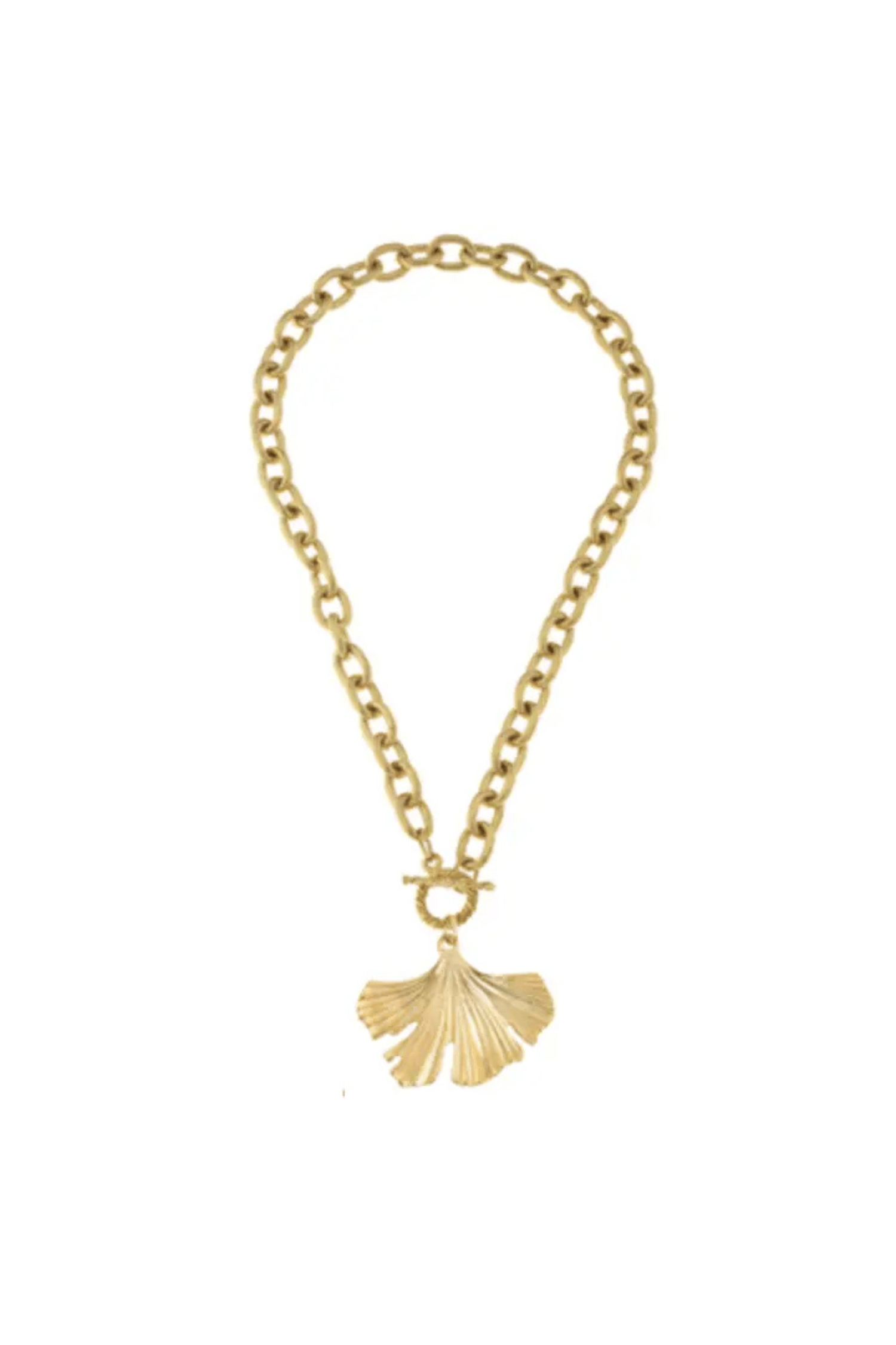 Susan Shaw Ginkgo Leaf Toggle Necklace