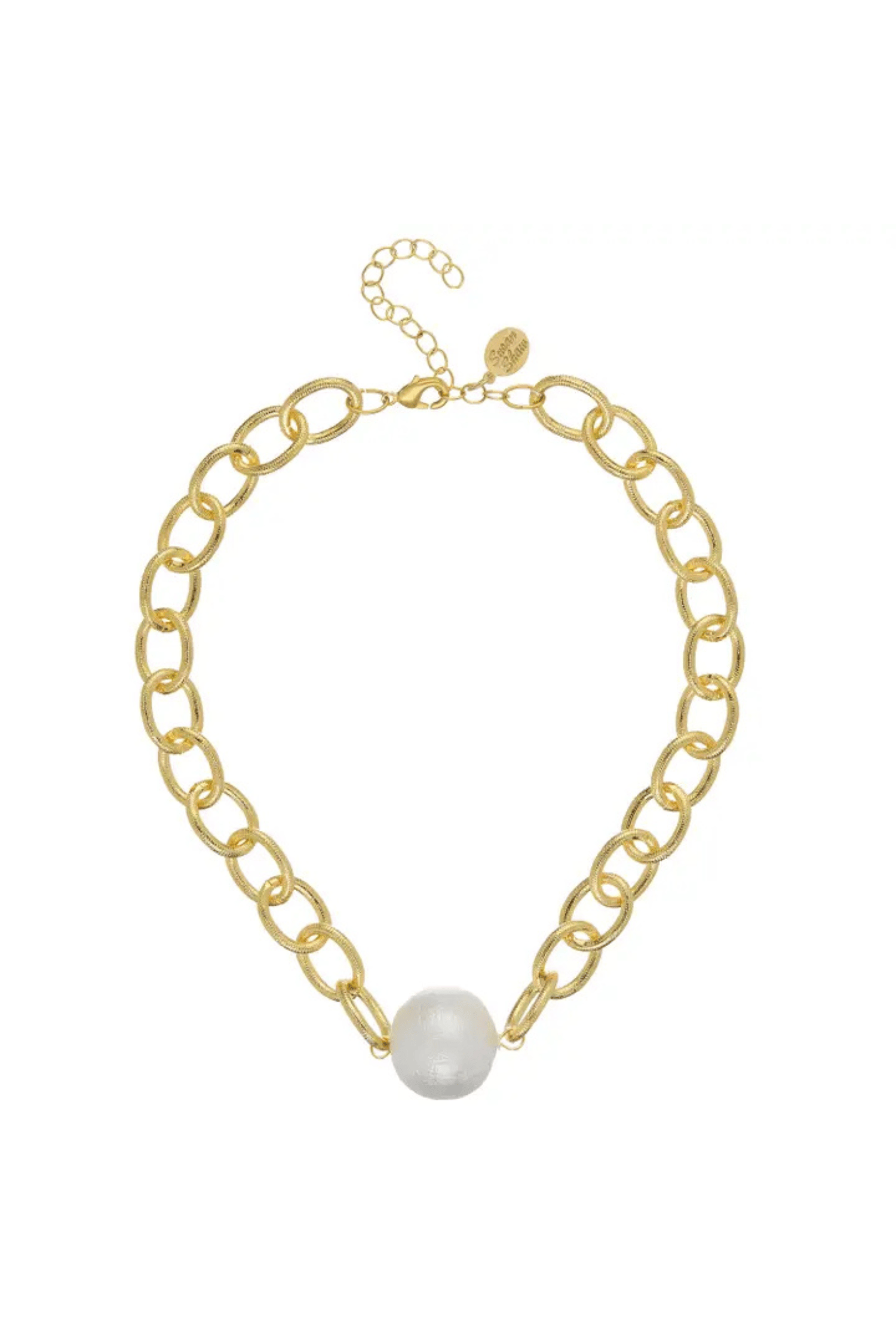 Susan Shaw Gold Chain with Center Large Cotton Pearl Necklace