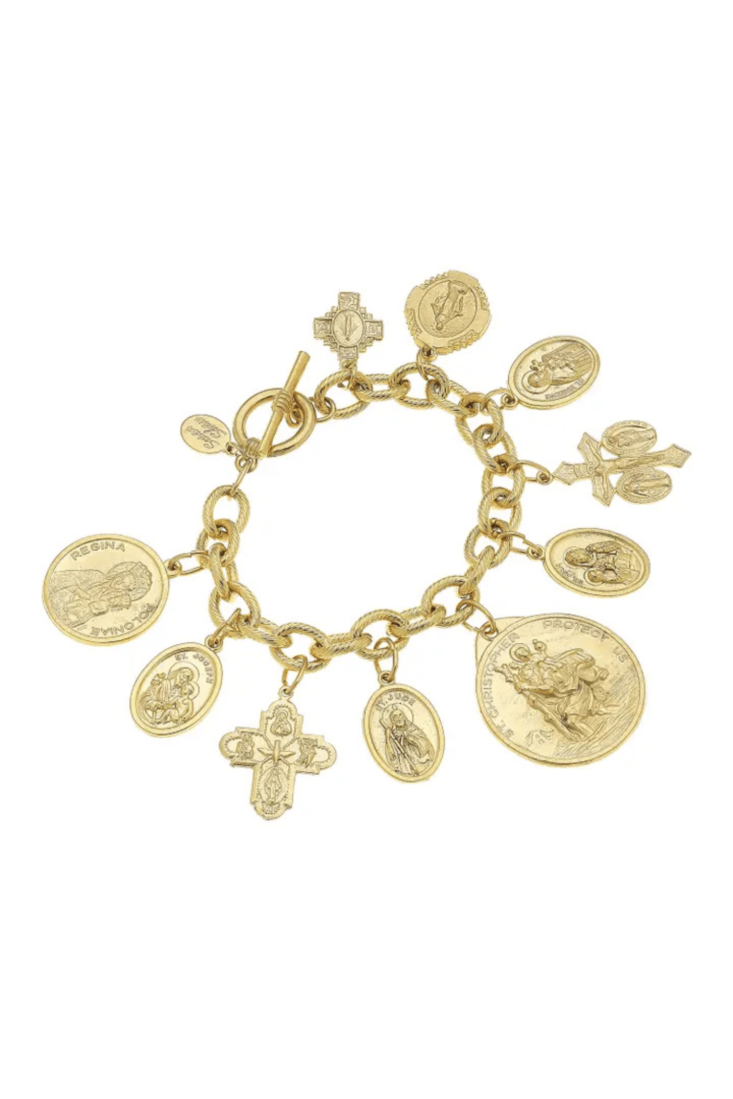 Susan Shaw Gold Saints Charm Bracelet