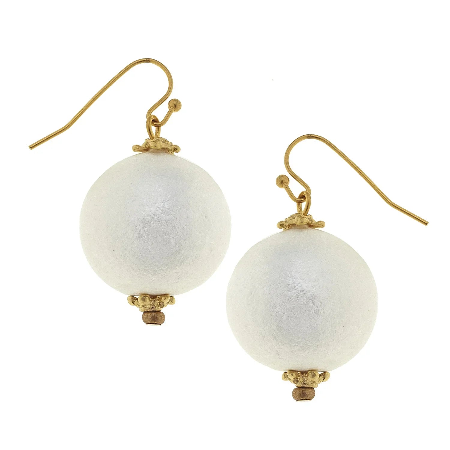 Susan Shaw Jewelry Susan Shaw Jewelry Pearl Earrings, White Cotton Pearl in Gold White